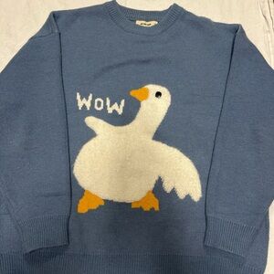 Aelfric Eden Sweater Adult Size XL Blue Duck WOW Crewneck Knit Pullover